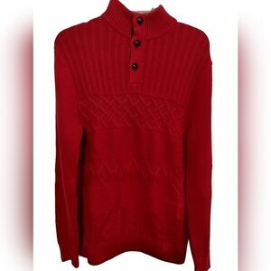 (M91) Chaps Red Cotton Knit Mock Turtle neck Sweater Size Small